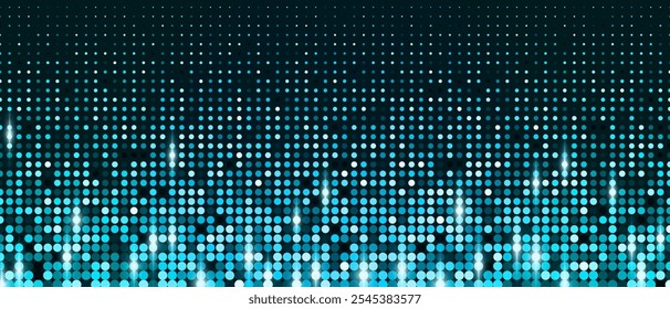 Halftone fade mosaic background, vector retro neon disco banner template.