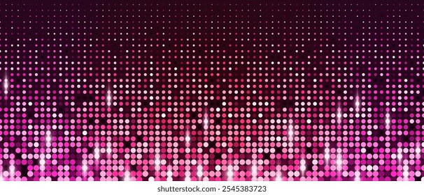 Halftone fade mosaic background, vector retro neon disco banner template.