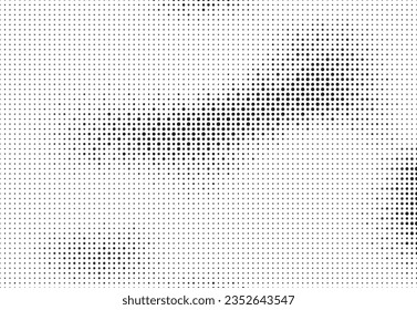 La textura de degradado de semitono se desvaneció. Grunge el fondo de la rejilla de medio tono. Papel tapizado de arena blanca y negra. Fondo vectorial retro.