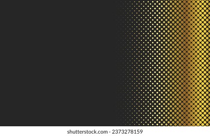 Halftone faded gradient texture. Grunge halftone grit background. Golden and black sand noise wallpaper. Retro pixilated vector backdrop. Vintage retro style. 90s style background, nostalgia pattern