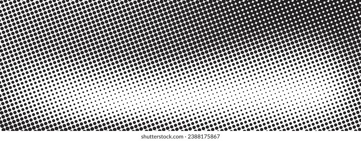 Halftone faded gradient texture. Grunge halftone grit background. White and black sand noise wallpaper. Abstract halftone gray dots gradient on white background, Curved twisted slanting design.