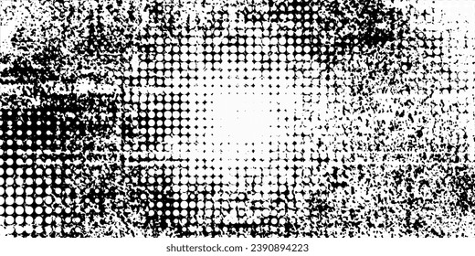 Halftone faded gradient texture. Grunge halftone grit background. White and black sand noise wallpaper
