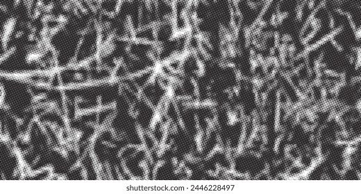 Halftone faded gradient texture. Grunge halftone grit background. White and black sand noise wallpaper. Retro pixilated vector backdrop