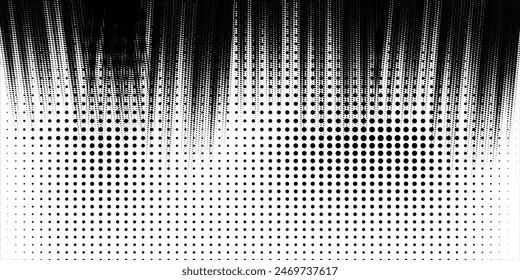 Halbton verblasste Gradientenstruktur. Grunge Halbton Grit Hintergrund. Weißer und schwarzer Sandrauschen-Bildschirmhintergrund. Retro pixilated Vektorgrafik Hintergrund