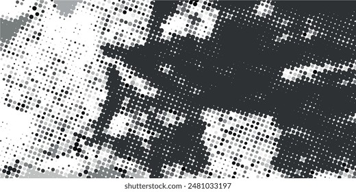 Textura degradada de semitonos descoloridos. Fondo grunge de grano de medio tono. Fondo de pantalla de arena blanca y negra.