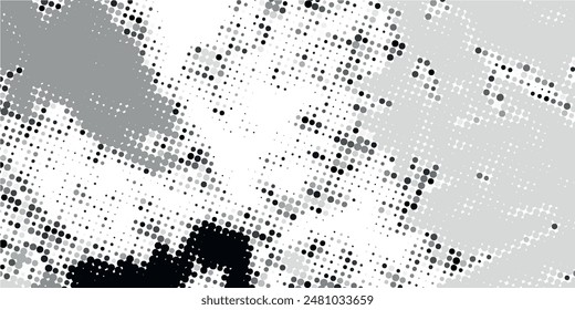 Halftone faded gradient texture. Grunge halftone grit background. White and black sand noise wallpaper.
