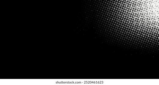 Halftone faded gradient texture. Grunge halftone grit background. White and black sand noise wallpaper. Retro pixilated vector backdrop