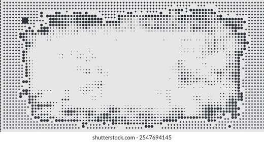 Halftone faded gradient texture. Grunge halftone grit background. White and black sand noise wallpaper. Retro pixilated vector backdrop