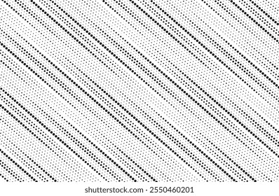 Halftone faded gradient texture. Grunge halftone grit background. White and black diagonal liner halftone background. Retro pixilated vector backdrop