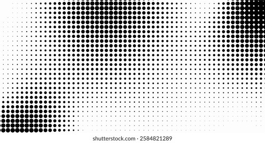 Halftone faded gradient texture. Grunge halftone grit background. White and black sand noise wallpaper. Retro pixilated vector backdrop