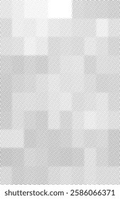 Halftone faded gradient texture. Grunge halftone grit background. White and black sand noise wallpaper. Retro pixilated vector backdrop