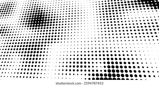 Halftone faded gradient texture. Grunge halftone grit rbackground. White and black sand noise wallpaper.  perspective 