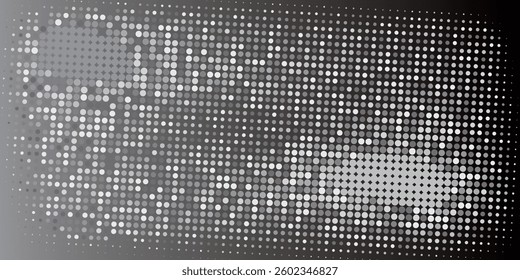 Halftone faded gradient texture. Grunge halftone grit background. White and black sand noise wallpaper. Retro pixilated vector modern