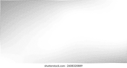 Halftone faded gradient texture. Grunge halftone grit background. White and black sand noise wallpaper. Retro pixilated vector backdrop