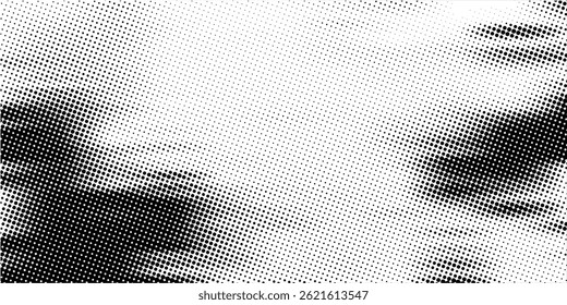 Halftone faded gradient texture. Grunge halftone grid background. White and black sand noise wallpaper. Retro pixelated vector backdrop