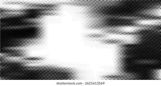 Halftone faded gradient texture. Grunge halftone grid background. White and black sand noise wallpaper. Retro pixelated vector backdrop