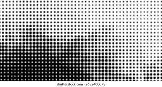 Halftone faded gradient texture. Grunge halftone grit background. White and black sand noise wallpaper. Retro pixilated vector backdrop