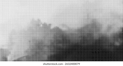Halftone faded gradient texture. Grunge halftone grit background. White and black sand noise wallpaper. Retro pixilated vector backdrop