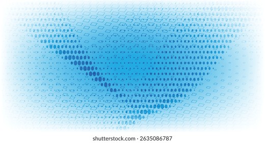 Halftone faded gradient texture. Grunge halftone grit background. White and blue sand noise wallpaper. Retro pixilated vector backdrop