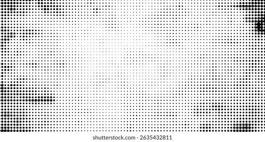 Halftone faded gradient texture. Grunge halftone grit background. White and black sand noise wallpaper. Retro pixilated vector backdrop