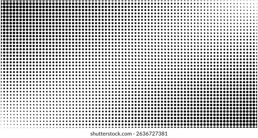 Halftone faded gradient texture. Grunge halftone grit background. White and black sand noise wallpaper. Retro pixilated vector backdrop modern dots abstract background