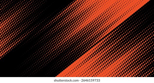 Halftone faded gradient texture with grunge brush strokes. Orange and black banner with grunge frame and dotted texture
