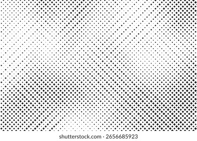 Halftone faded gradient texture. Grunge halftone grit background. White and black sand noise wallpaper. Retro pixilated vector backdrop