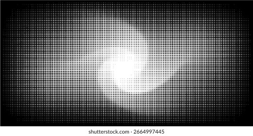 Halftone faded gradient texture. Grunge halftone grid background. White and black sand noise wallpaper. Retro pixelated vector backdrop
