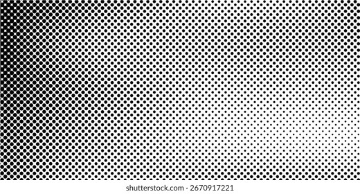 Halftone faded gradient texture. Grunge halftone grit background. White and black sand noise wallpaper. Retro pixilated vector backdrop
