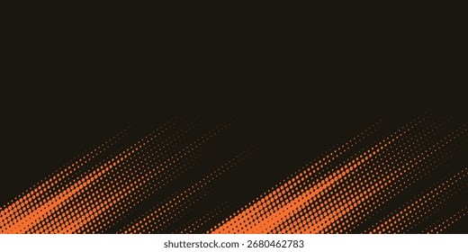 Halftone faded gradient texture with grunge brush strokes. Orange and black banner with grunge
