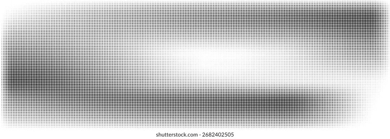 Halftone faded gradient texture. Grunge halftone grit background. White and black sand noise wallpaper. Retro pixilated vector backdrop