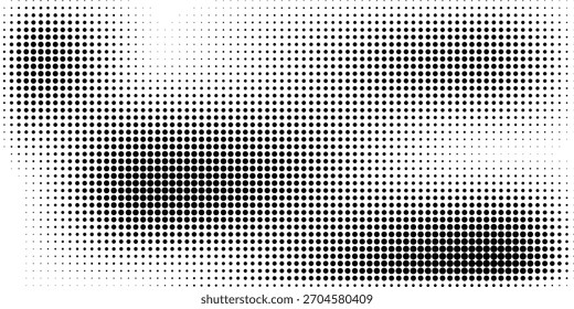 Textura de gradiente desbotado de meio-tom. Fundo de grão de meio-tom grunge. Papel de parede de ruído de areia branca e preta. Tela de fundo de vetor com pixels retrô

