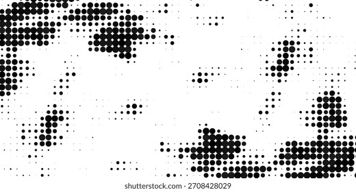 Textura de gradiente desbotado de meio-tom. Fundo de grão de meio-tom grunge. Papel de parede de ruído de areia branca e preta. Ilustração de tela de fundo de vetor com pixels retrô. 