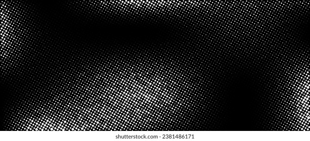 Halftone faded gradient texture. Rough grunge dotted comic background. Sandy gritty noise wallpaper. Retro pixelated grain backdrop for banner, poster, cover, collage, flyer. Vector distressed overlay