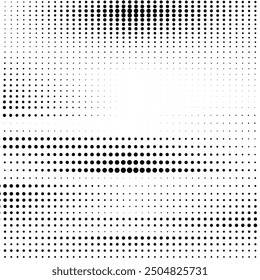 Halftone faded gradient texture, seamless patter of black dot, grunge halftone background, monochrome abstract backdrop