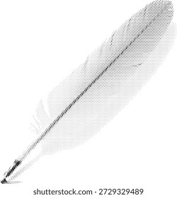 Halftone feather illustration for nature and soft writing design themes