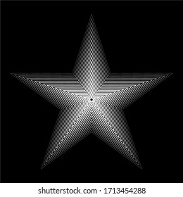 Halftone five pointed white star on black background