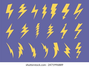 Halftone Flash Lightning Element Set