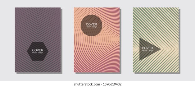 Halftone flat patterns abstract vector set. Business folders branding. Halftone lines music poster background. Modern branding. Geometric covers of lines gradient flat patterns.