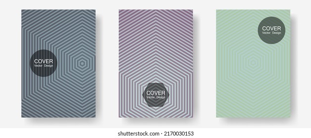 Halftone flat patterns abstract vector set. Minimalist geometry. Halftone lines annual report templates. Brand identity elements. Geometric covers of lines gradient flat patterns.