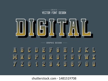 Halftone font and alphabet vector, Digital typeface and number design, Graphic text on background