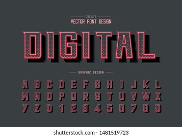 Halftone font and alphabet vector, Digital bold modern typeface and letter number design, Graphic text on background
