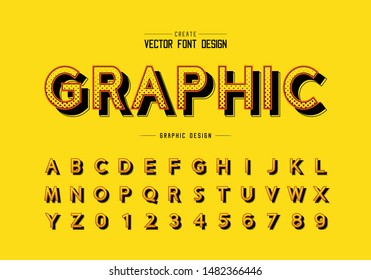 Halftone font and alphabet vector, Digital design typeface and number, Graphic text on background