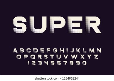 Halftone font with gradient shadow Modern sport design Futuristic letters and numbers Vector alphabet - Shutterstock ID 1134952244