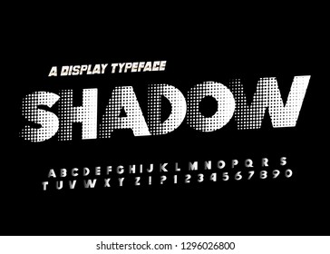 Halftone font with gradient shadow Modern sport design Futuristic letters and numbers Vector alphabet.