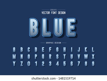 Halftone font and round alphabet vector, Digital letter typeface and number design, Graphic text on background