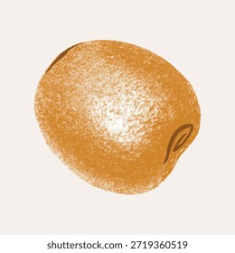 Elemento de collage de frutas de semitono para proyectos de diseño retro, menú de alimentos, póster. Kiwi grunge en efecto de fotocopia granulada. Pegatina para álbumes de recortes, revistas. Ilustración vectorial aislada de mapa de bits de moda.