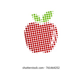 Halftone Fruit Icon Logo Design Element