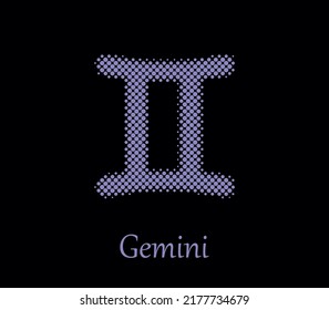 Halftone gemini symbol.Dotted astrological sign.
