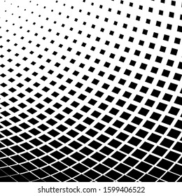 Halftone geometic warped pattern background.